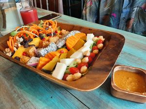 Tempeh Salad 195B, insanely delicious and huge! at Mango in Bangkok