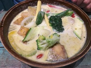 Tempeh green curry at Mango in Bangkok