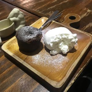 Chocolate lava cake 💚 at Mango in Bangkok
