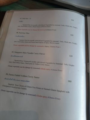 Noodle / Pasta menu at Mango in Bangkok