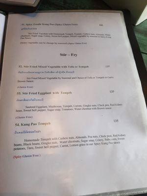 Stir-fry menu at Mango in Bangkok
