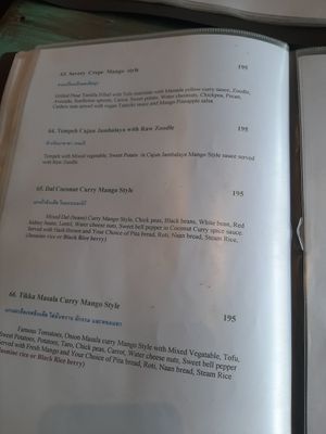 Specialities menu at Mango in Bangkok