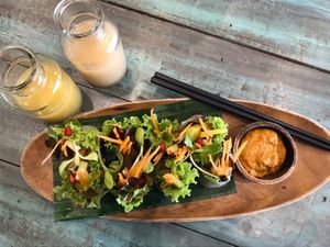 Rainbow spring rolls at Mango in Bangkok