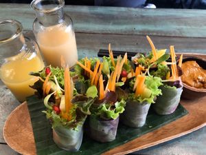 Rainbow spring rolls at Mango in Bangkok
