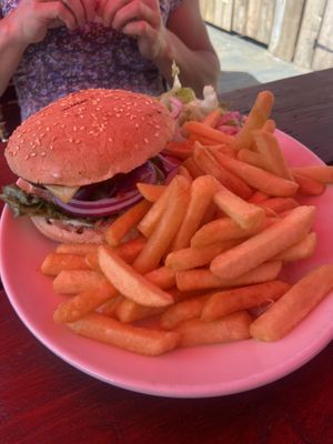 Vegan cheeseburger   at Harley's  in Exmouth