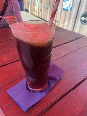 Pepsi float with vegan ice cream  at Harley's  in Exmouth