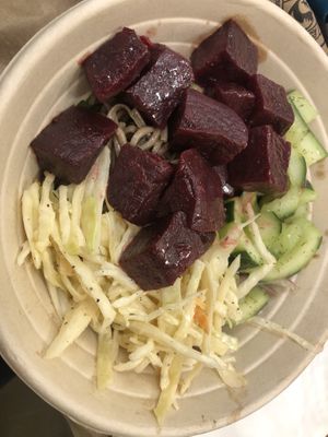 Beets, coleslaw, soba and cucumber salad   at Green Symphony in New York City