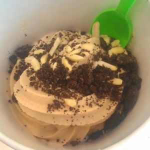 Peanut butter almond milk froyo.  at Goji's in Halifax