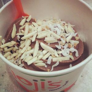 Chocolate almond milk froyo at Goji's in Halifax