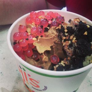 Pumpkin spice latte almond milk froyo at Goji's in Halifax