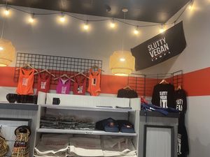 Merch area  at Slutty Vegan in Brandon