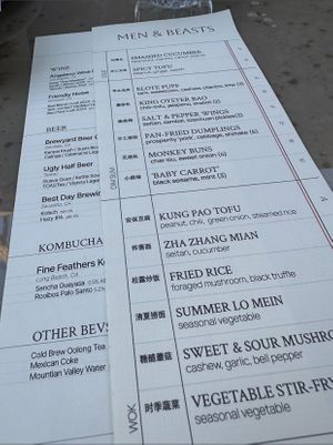 Menu  at Men & Beasts in Los Angeles