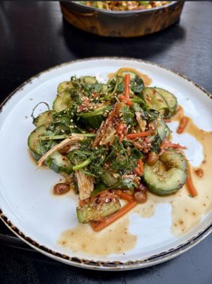 Smashed cucumber salad   at Men & Beasts in Los Angeles