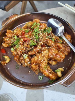 Sweet and sour mushroomm  at Men & Beasts in Los Angeles
