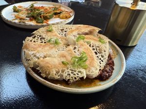 Pan Fried Dumplings  at Men & Beasts in Los Angeles