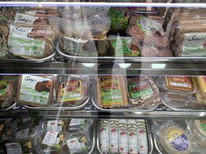 Salchichas at La Lunada Tienda Vegetariana in Bogota