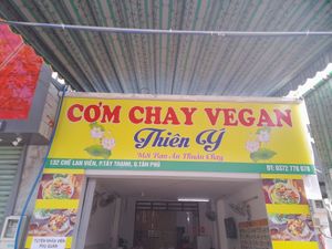 Sign outside at Quán chay THIÊN Y in Ho Chi Minh City