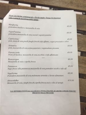 Menu at AbracadaBar in Catania