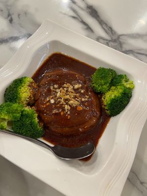 Vegetarian braised pork belly with taro
 at Zhai Up Farmer Express Vegetarian Restaurant in Petaling Jaya