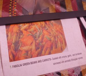 Carrots and green beans at Ethiopian Vegan Eats in East London