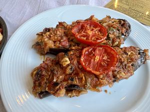 Stuffed aubergine   at Oda in Tirana