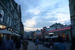 Exterior at night at Jagannath - Kuznetsky Most in Moscow