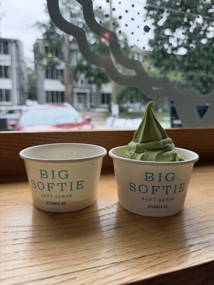 Matcha and thai tea soft servee  at Big Softie in Atlanta
