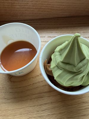Vegan caramel sauce on the side   at Big Softie in Atlanta