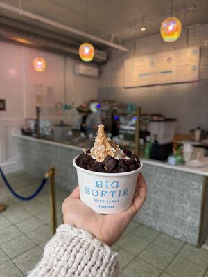 Vegan oat milk soft serve with peanut butter hardshell   at Big Softie in Atlanta