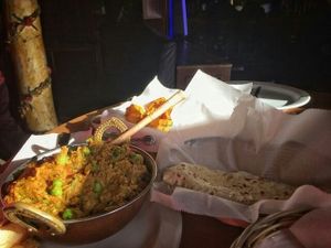Bangain Baratha and chickpea flour-coated tofu at Kennedy's Irish Pub and Indian Curry House in San Francisco
