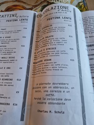 Menu at Festina Lente Bistrot in Seregno