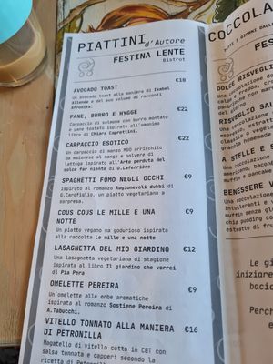 Menu at Festina Lente Bistrot in Seregno
