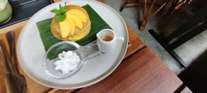 Mango pancakes at Green Tiger House in Chiang Mai