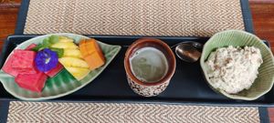 Muesli + fruit + juice at Green Tiger House in Chiang Mai