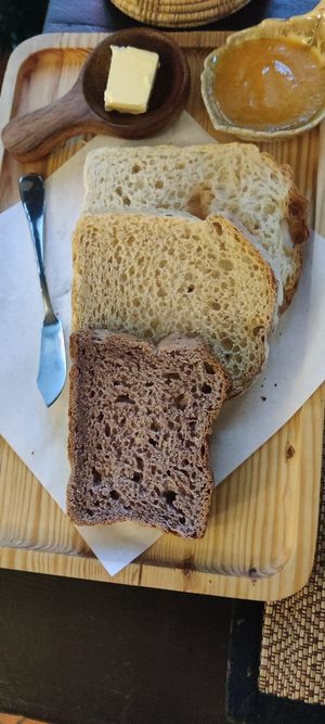 Bread w/mango jam and vegan butter at Green Tiger House in Chiang Mai