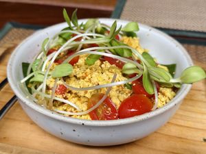 Scrambled tofu  at Green Tiger House in Chiang Mai