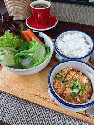 Traditional Thai breakfast at Green Tiger House in Chiang Mai