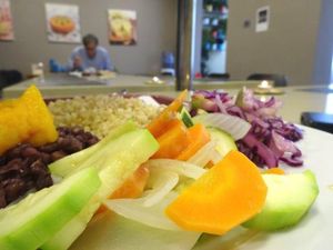 Colorful and tasty food at Esmaca - Escola Macrobiotica de Catalunya in Barcelona