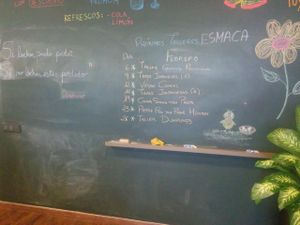 blackboard at Esmaca - Escola Macrobiotica de Catalunya in Barcelona