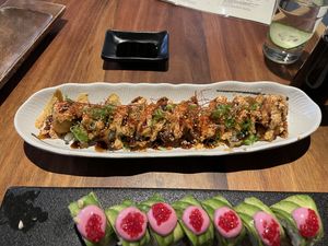 Wa and sunset rollss  at Tane Vegan Izakaya - Highland Park in Los Angeles