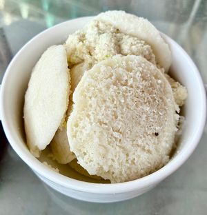 Idli with coconut chutney  at Fusion  in Galle