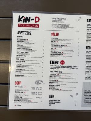 Appetizer Menu  at Kin-D Thai Kitchen in Redondo Beach