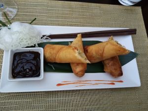 Vegetables spring rolls at Fusion in Gran Canaria