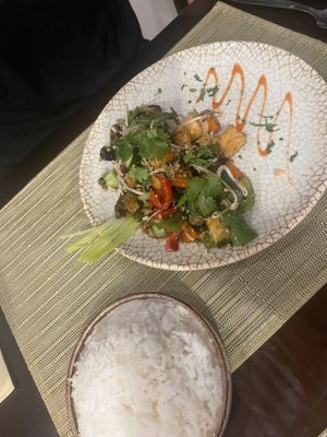 Stir friend vegetables with rice  at Fusion in Gran Canaria