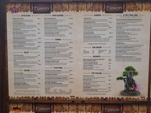 Menu at Fusion in Gran Canaria