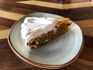 Torta de banano con crema de coco at Herbívoro -  Av. Suba in Bogota