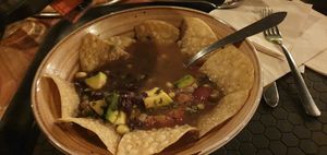 Black bean soup at Herbívoro -  Av. Suba in Bogota
