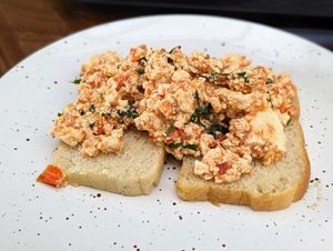 Toast with tofu at Herbívoro -  Av. Suba in Bogota