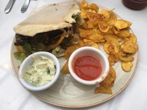 Pita de Falafel - super rico! at Herbívoro -  Av. Suba in Bogota