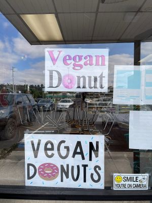vegan donut signs  #Veganuary at Donut Panic in San Diego
